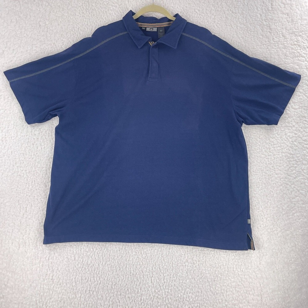 REI UPF 50+ Blue Polo Shirt Mens Short Sleeve Collared Casual Cotton Size XXL‎
